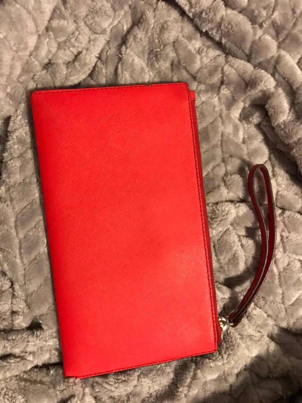 SOLD Michael Kors Red Saffiano Leather 3D Floral Wristlet Clutch